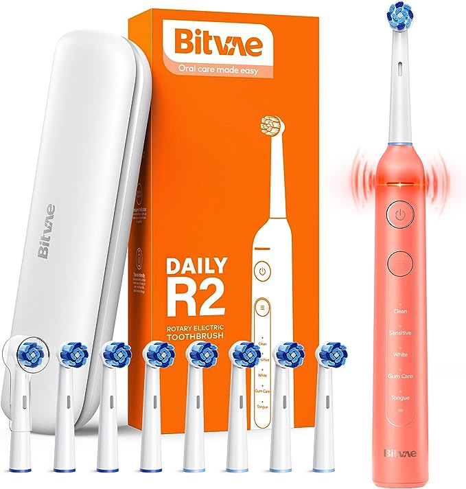 Bitvae R2 Rotating Electric Toothbrush for Adults with 8 Brush HeadsBitvae R2 Rotating Electric Toothbrush for Adults with 8 Brush Heads