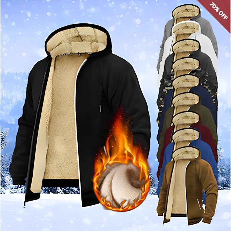 🔥70% off last day🔥Men's Oversized Hooded Fleece Jacket Thick Warm Fur Hooded Jacket