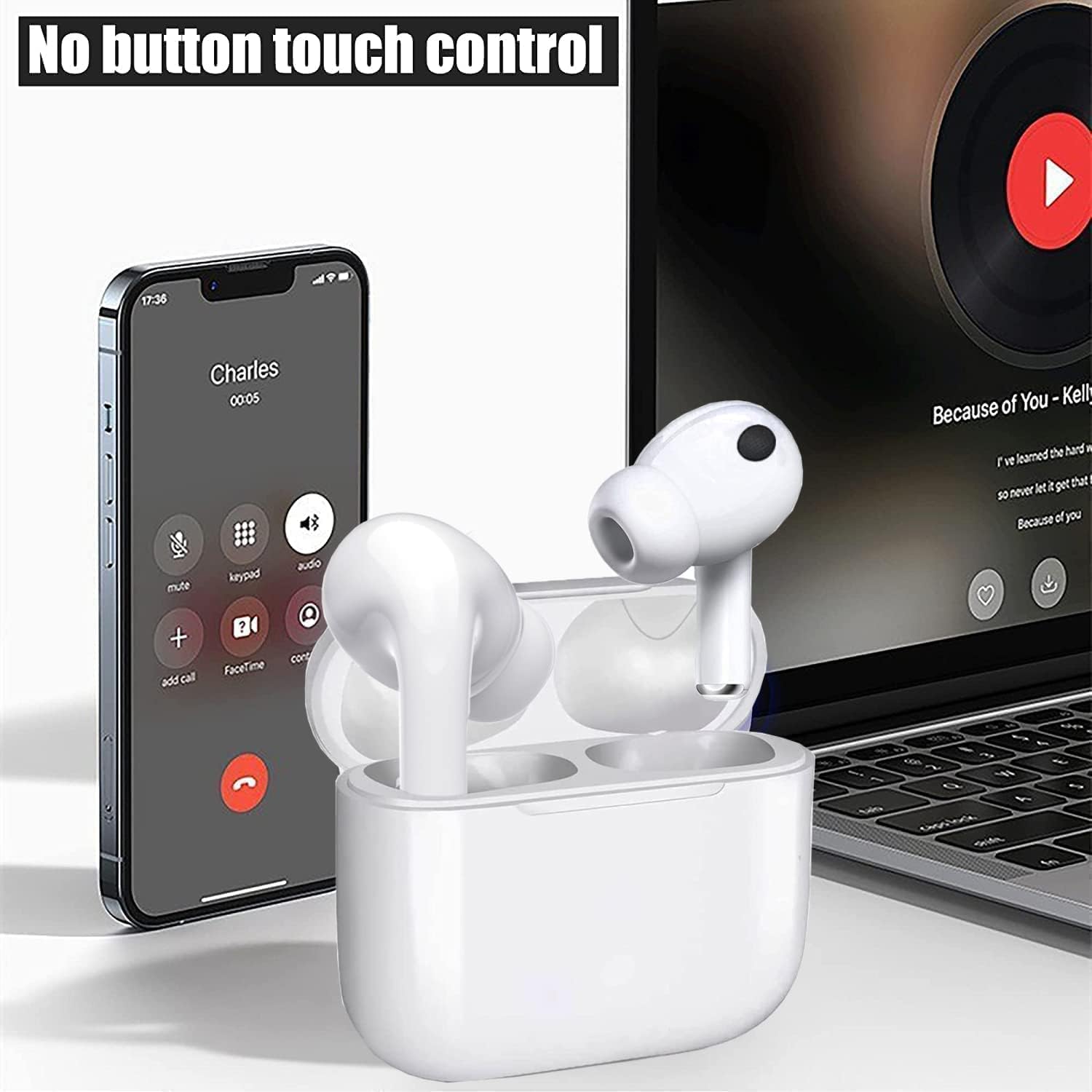 Wireless Earbuds Bluetooth Headphones with Charging Case Noise Cancelling 3D Stereo Headsets Built in Mic in Ear Ear Buds IPX7 Waterproof Earphones for iPhone/Android/airpod pro/Samsung