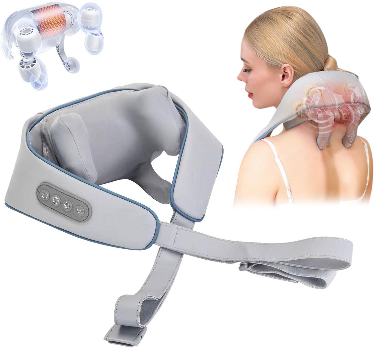 YIZER Neck Massager,Massagers for Neck and Shoulder with Heat,Electric Neck Massager with Heat at Home for Muscle Relaxation (Gray)