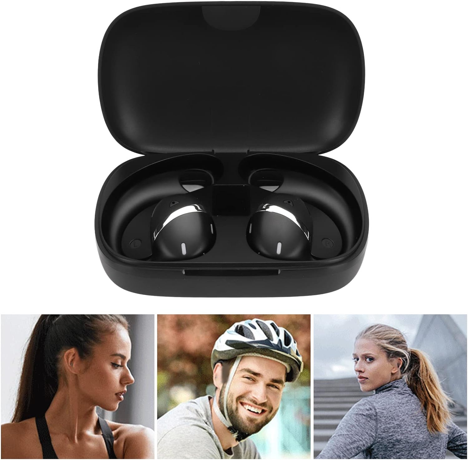 Sports Earphones IPX7 Waterproof Open Ear Headphones with Built-in Mic Noise Reduction Integrated Touch Control Fitness