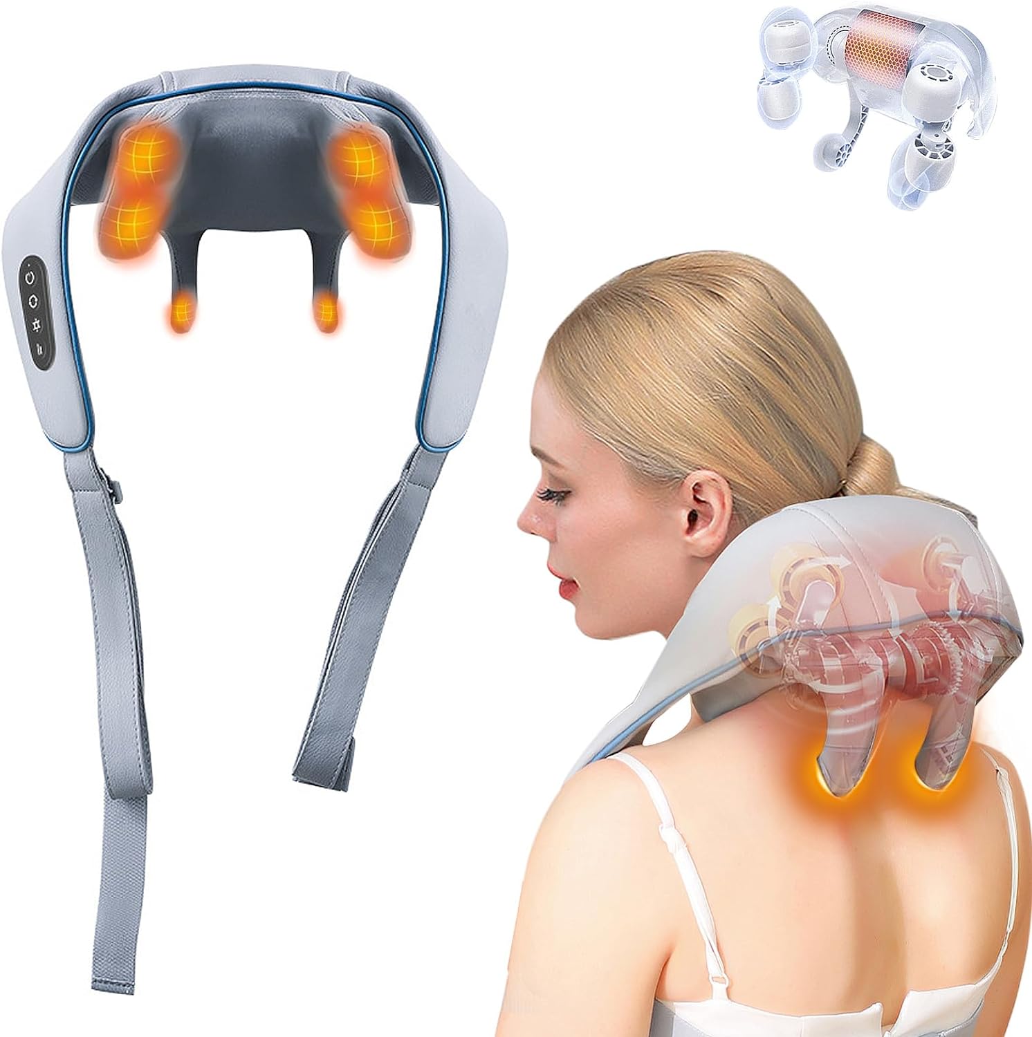YIZER Neck Massager,Massagers for Neck and Shoulder with Heat,Electric Neck Massager with Heat at Home for Muscle Relaxation (Gray)