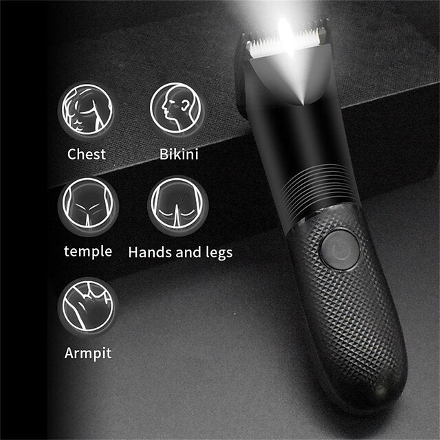 Men's Electric Groin Hair Trimmer Pubic Hair Removal Intimate Areas Body Grooming Clipper Epilator Rechargeable Shaver Razor