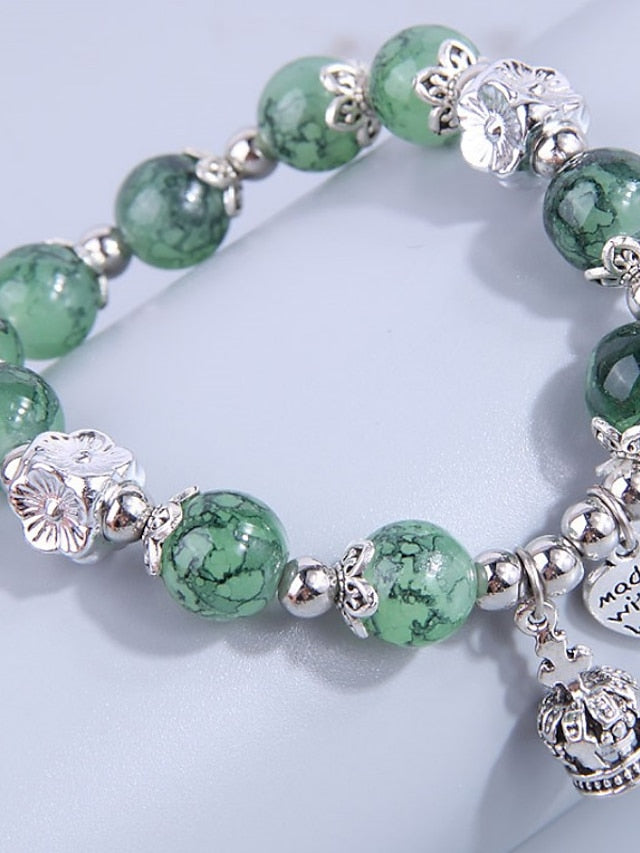 Women's Charm Bracelet Bead Bracelet Beaded Heart Simple Resin Bracelet Jewelry Green For Daily