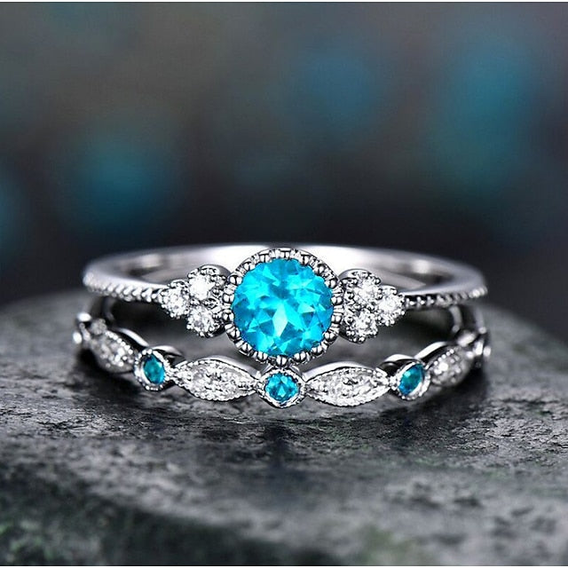 2pcs Band Ring Ring For Women's Prom Date Rhinestone Alloy Vintage Style