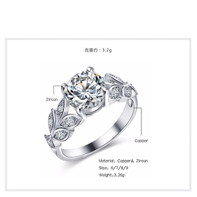 Adjustable Ring AAA Cubic Zirconia Rose Gold Silver Silver Plated Floral Theme Unique Design Colorful Fashion 1pc 6 7 8 9 10 / Women's / Gift / Daily