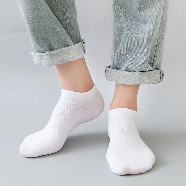 Unisex 5 Pairs Ankle Socks Black White Gray Color No Show Socks Plain Invisible Low Cut Socks Casual Daily Basic Medium Four Seasons Breathable