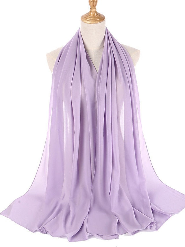 Women's Chiffon Scarf Party Dailywear Holiday Red Pink Scarf Pure Color