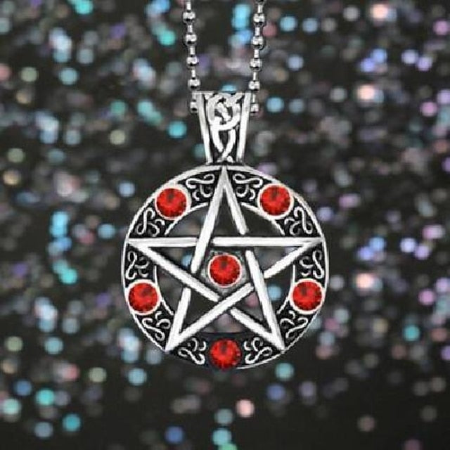 oidea mens stainless steel hollow vitnage star pentagram pentacle pendant necklace,pagan wiccan witch gothic pewter chain included