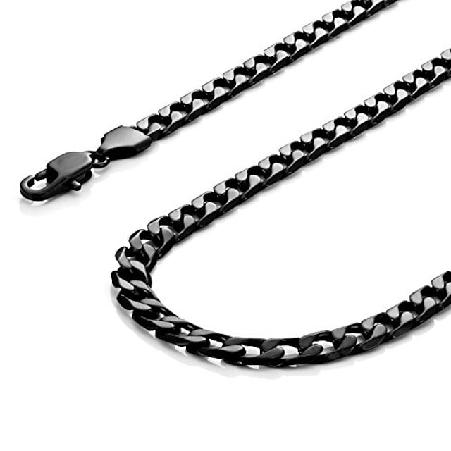 Urban-Jewelry Powerful Mens Necklace Black 316L Stainless Steel Chain 46, 54, 59, 66-cm, (6mm)