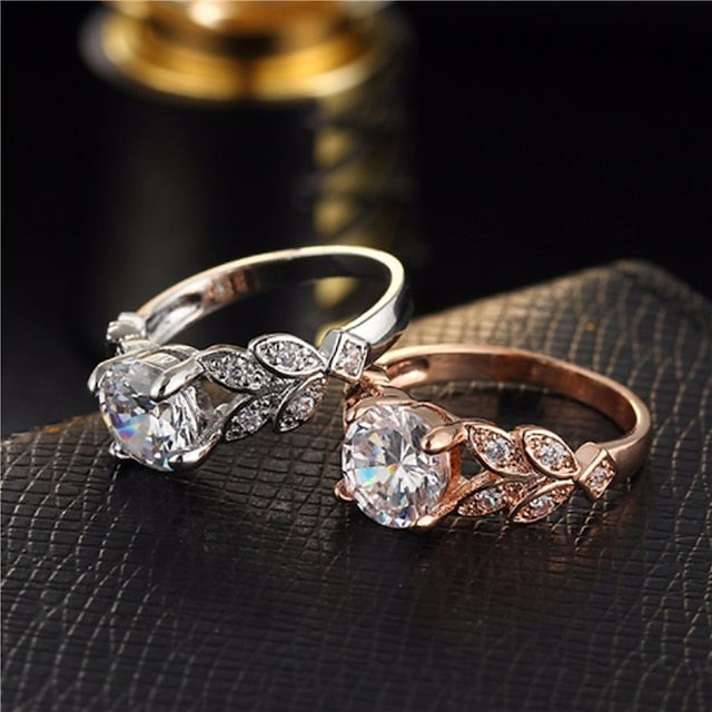 Adjustable Ring AAA Cubic Zirconia Rose Gold Silver Silver Plated Floral Theme Unique Design Colorful Fashion 1pc 6 7 8 9 10 / Women's / Gift / Daily