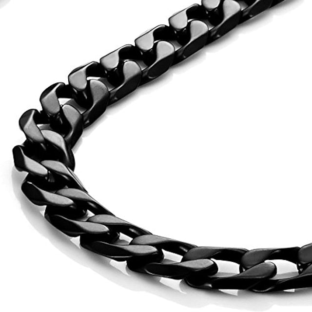 Urban-Jewelry Powerful Mens Necklace Black 316L Stainless Steel Chain 46, 54, 59, 66-cm, (6mm)