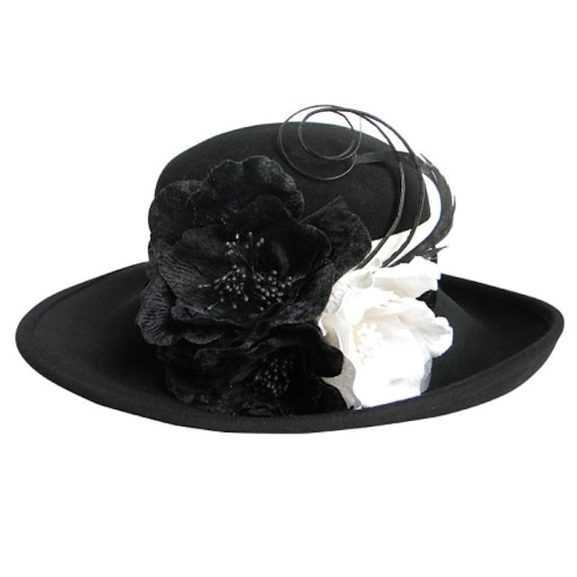 Wool Hats with Flower 1PC Casual Kentucky Derby Horse Race Headpiece Melbourne Cup Hats Headpiece