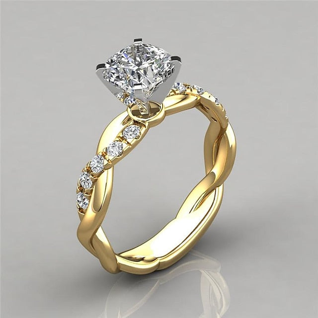 1pcs siliver gold rose gold princess diamond ring cross twist diamond ring for women