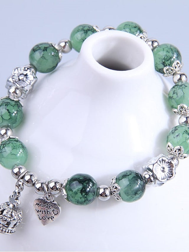 Women's Charm Bracelet Bead Bracelet Beaded Heart Simple Resin Bracelet Jewelry Green For Daily